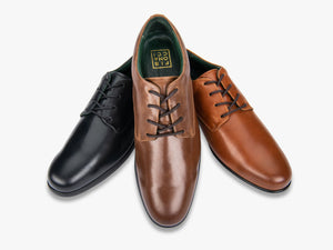 Black, dark brown, and light brown Fibonacci shoes